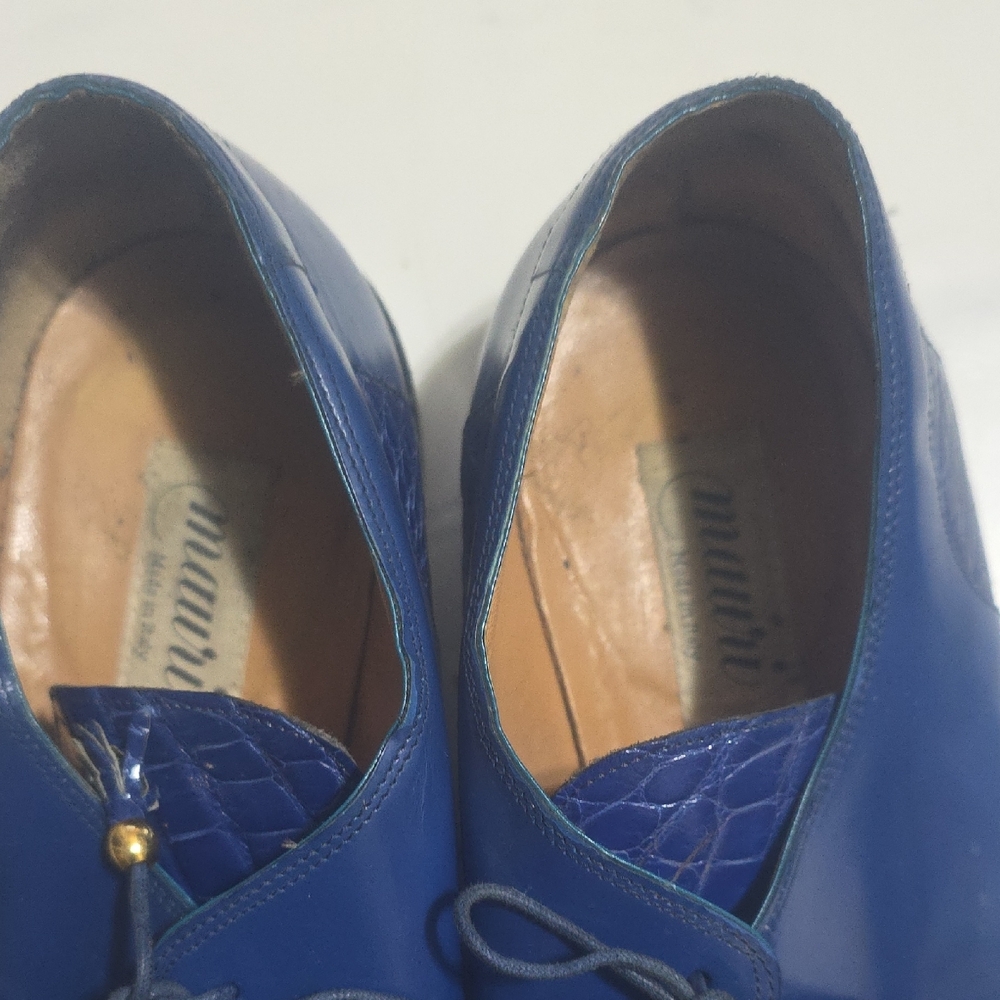 Men's Blue Leather Dress Shoes - Picture 5 of 10